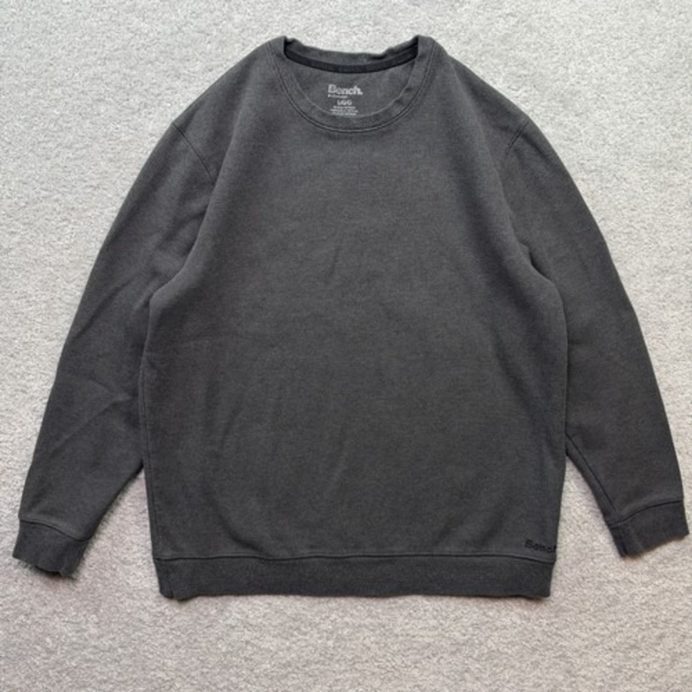 Bench Thermal Shirt Mens Large Charcoal Waffle Knit Long Sleeve Crew Neck